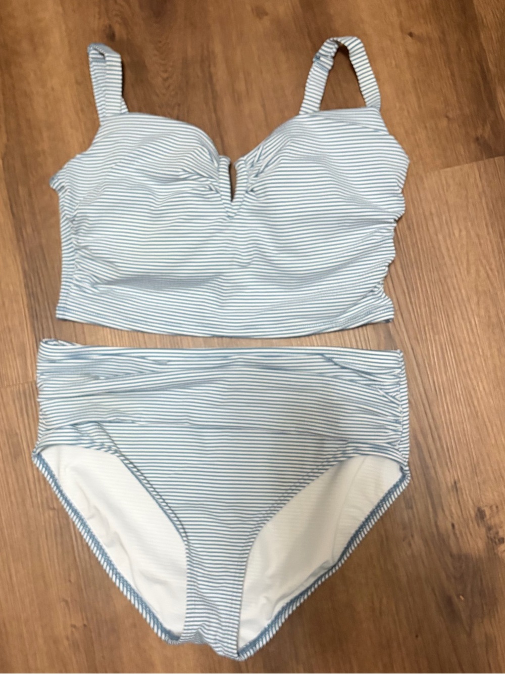 Soma Blue and White Striped Tank Bikini Set